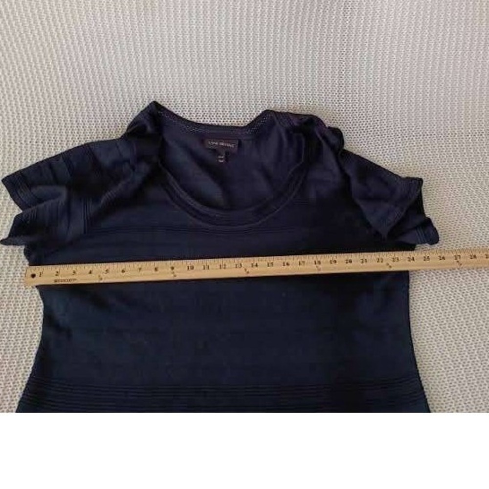 Lane Bryant‎ Plus Size 22/24 Navy Blue Textured Stripe Rayon Knit Scoop Dress - Picture 9 of 11